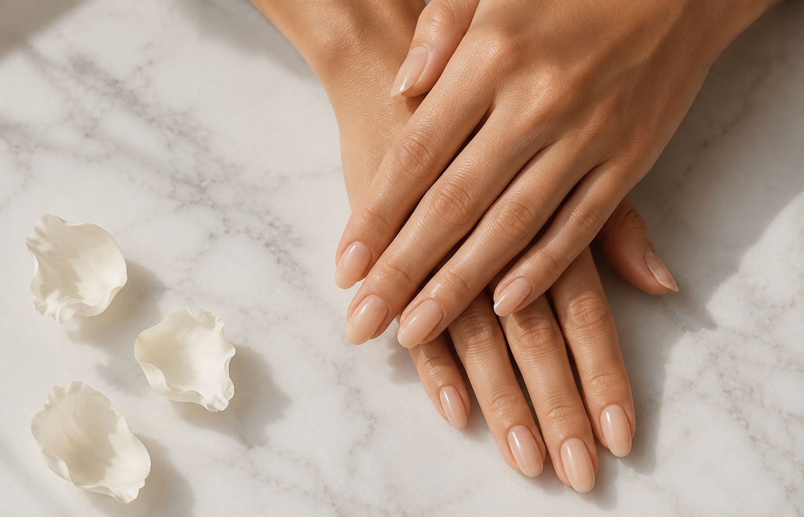 Natural nails manicure and pedicure